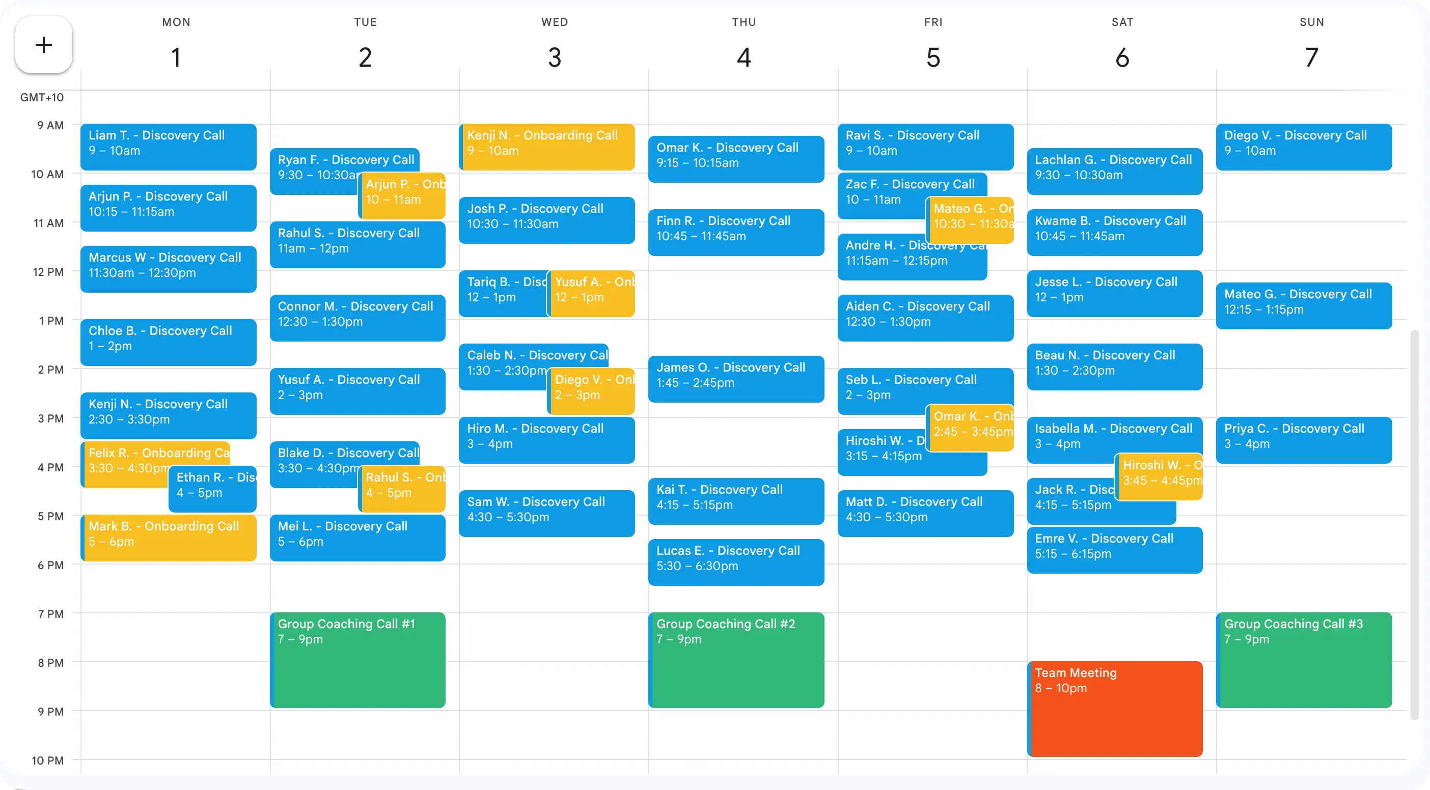 Booked out strategy call calendar